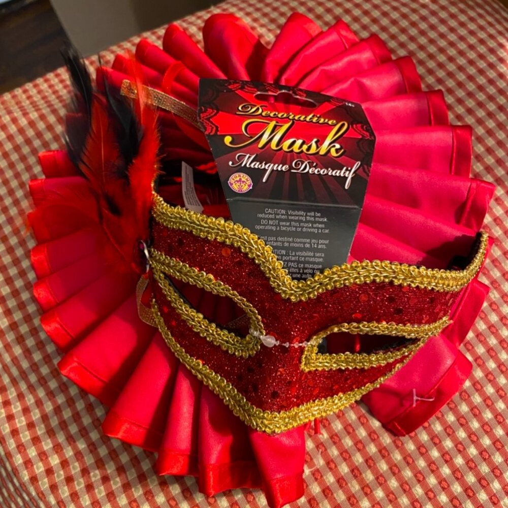 Mask and Clown Collar Jester Pieces Costume Set